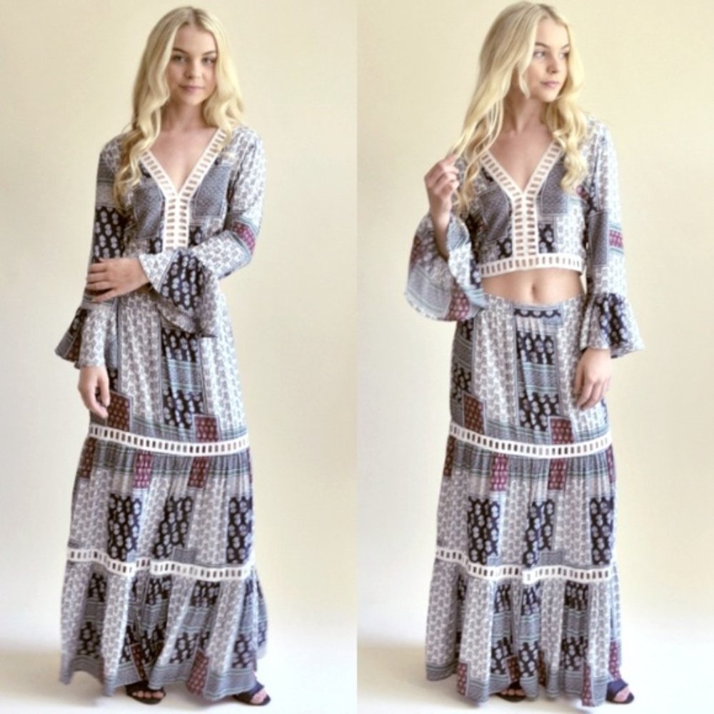 1 LEFT!! ๐Gorgeous 2Piece Boho Cut-Out Crop Top & Maxi Set - Picture 2 of 3